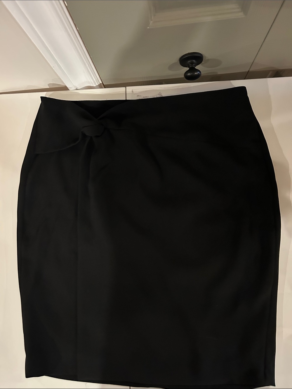 RW &Co. Elegant Black Pencil Skirt with Front Knot Detail